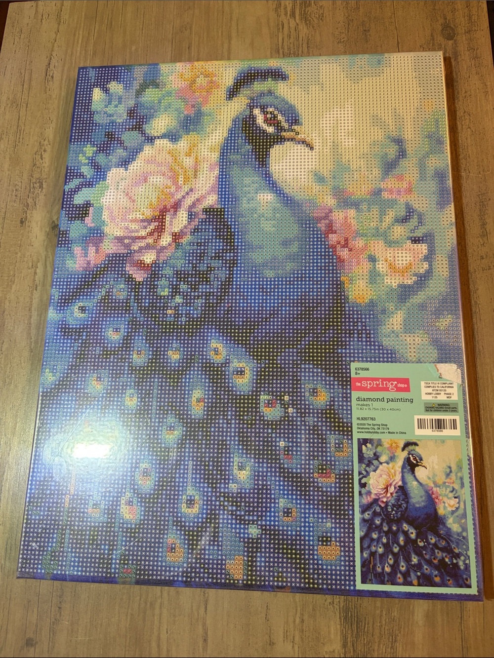 🆕💜    Blue Peacock Diamond Art Kit DIY Craft Canvas Hobby Lobby New With Tags